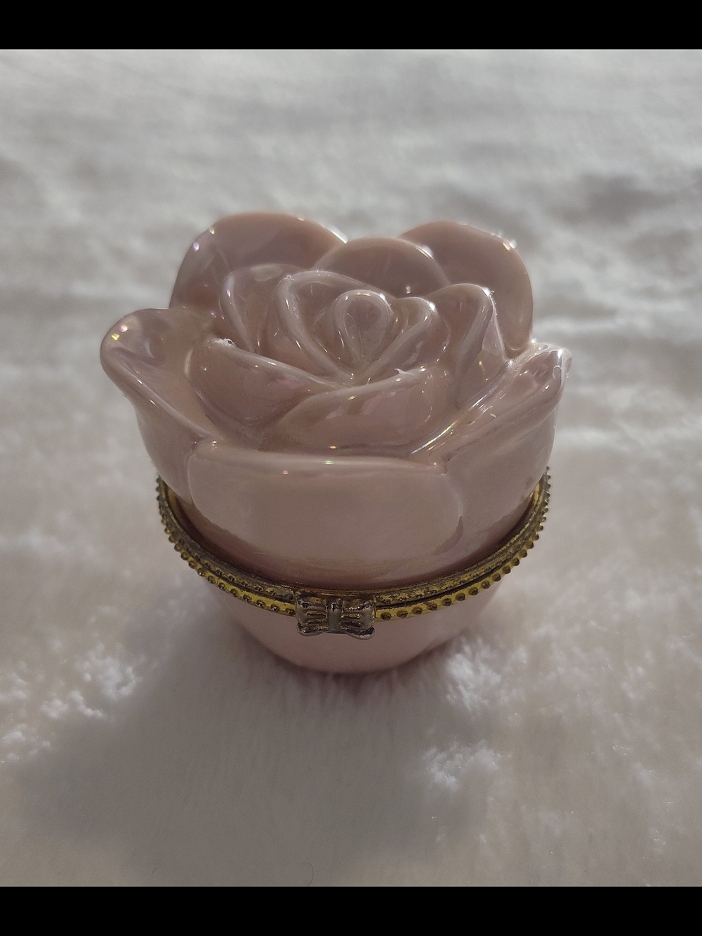 Vintage Mary Kay Pink Rose Porcelain Trinket Box